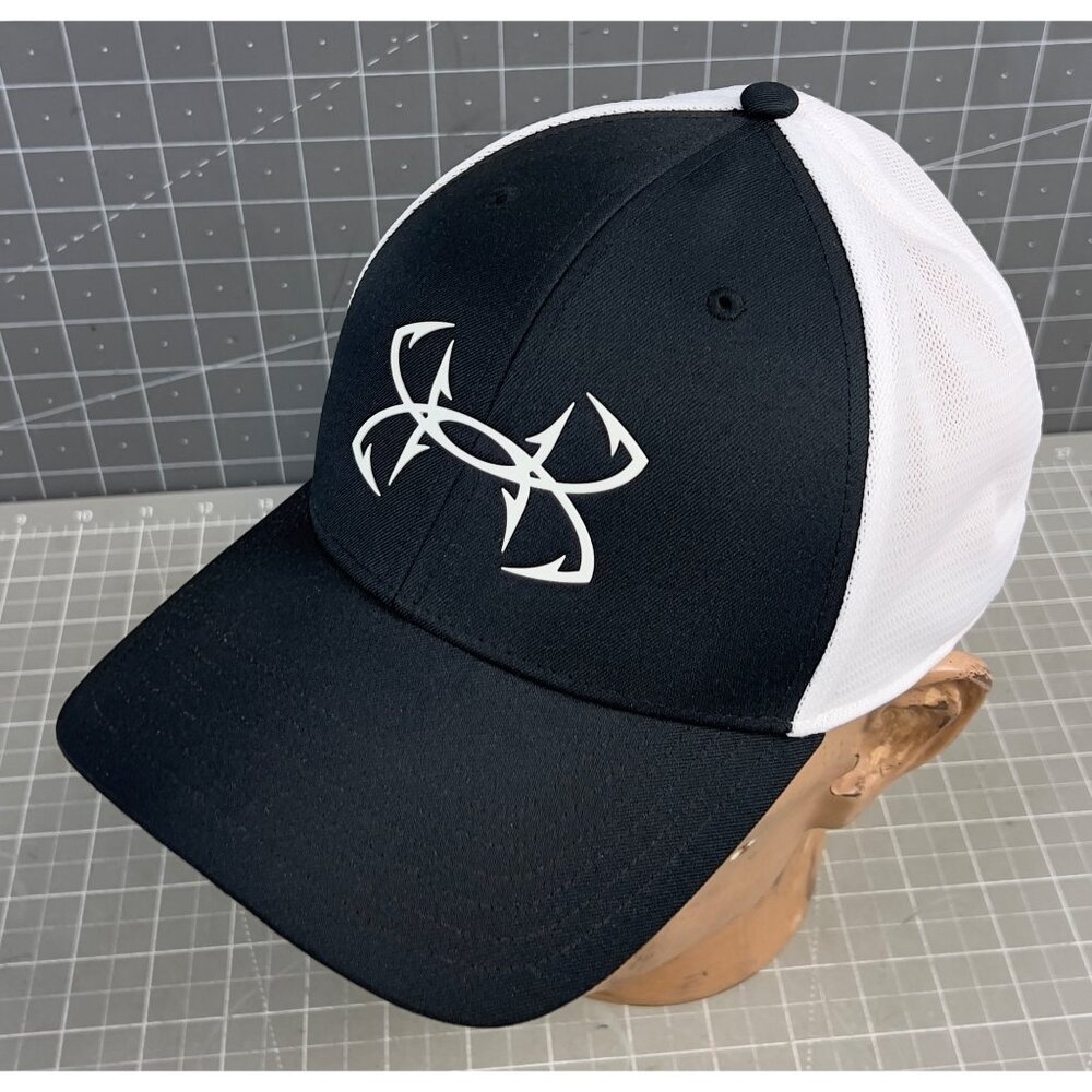 Under Armour Men’s Fish Hunter Mesh Cap L/XL Black & White - Picture 2 of 9